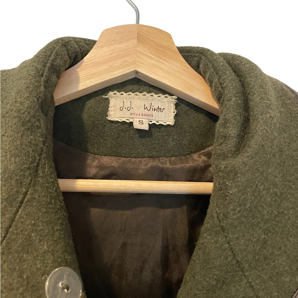 Army Green Winter Pea Coat - Picture 3 of 6